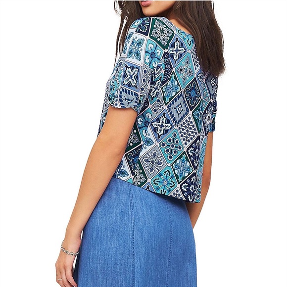 TIGERLILY Juju Boho Patchwork Blue Crop Top NWT RRP$130 - Picture 2 of 15